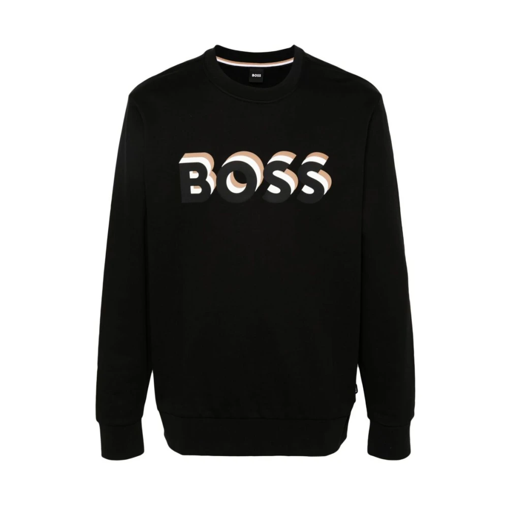 Hugo Boss Zwarte Sweatshirt met Logo Print Black Heren