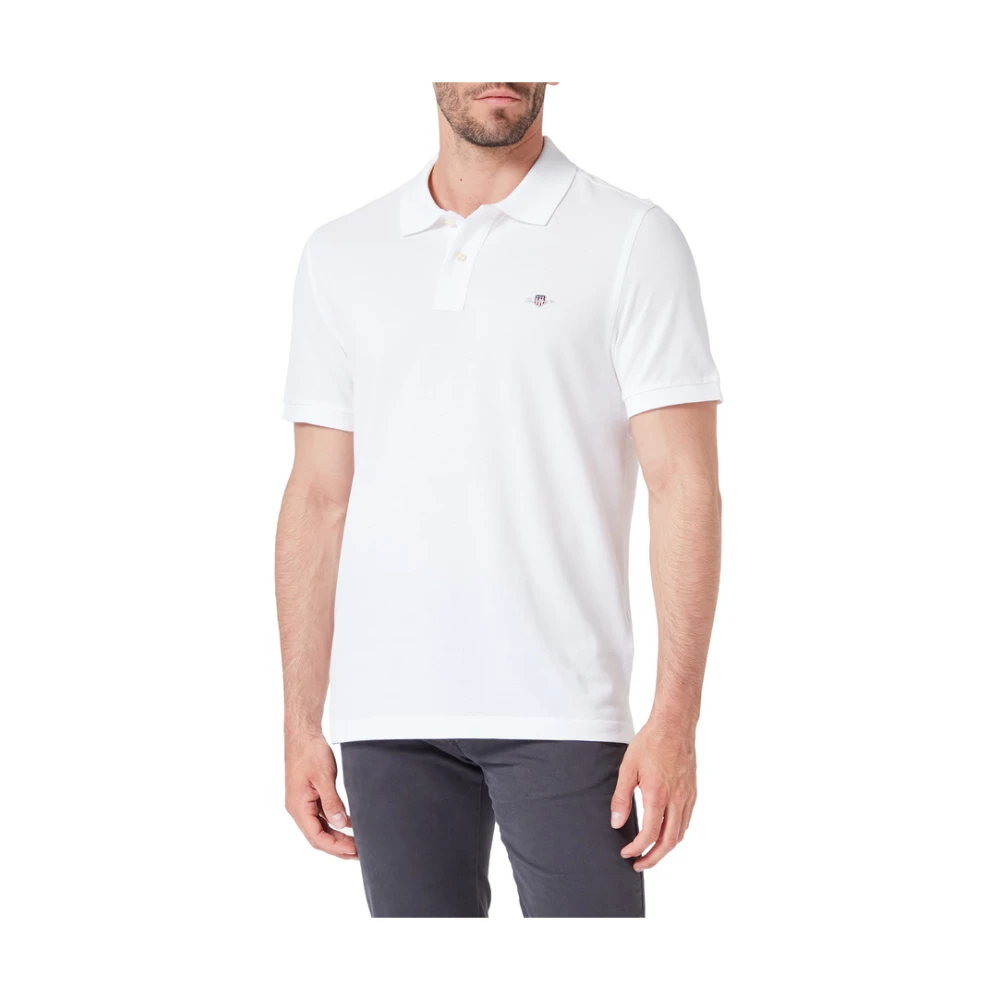 Gant Mannelijk Wit Tops Heren, L, Klassieke Shield Polo Met Logo Borduursel