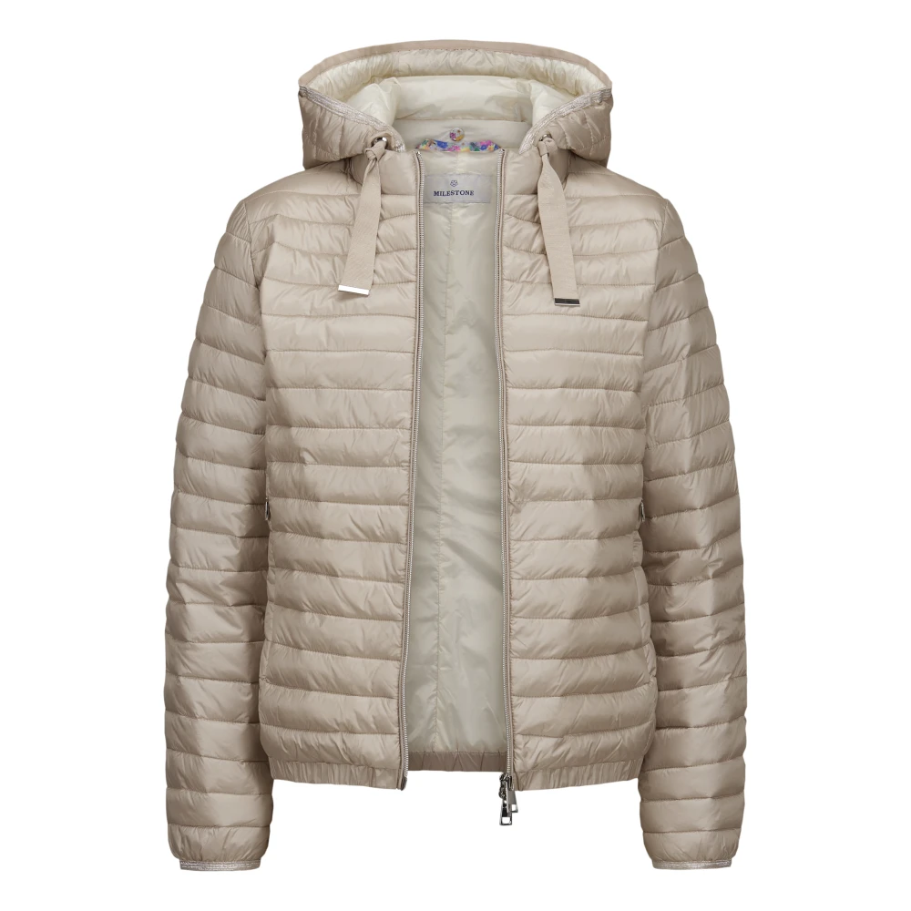 Milestone Gewatteerde jas met afneembare capuchon Beige Dames