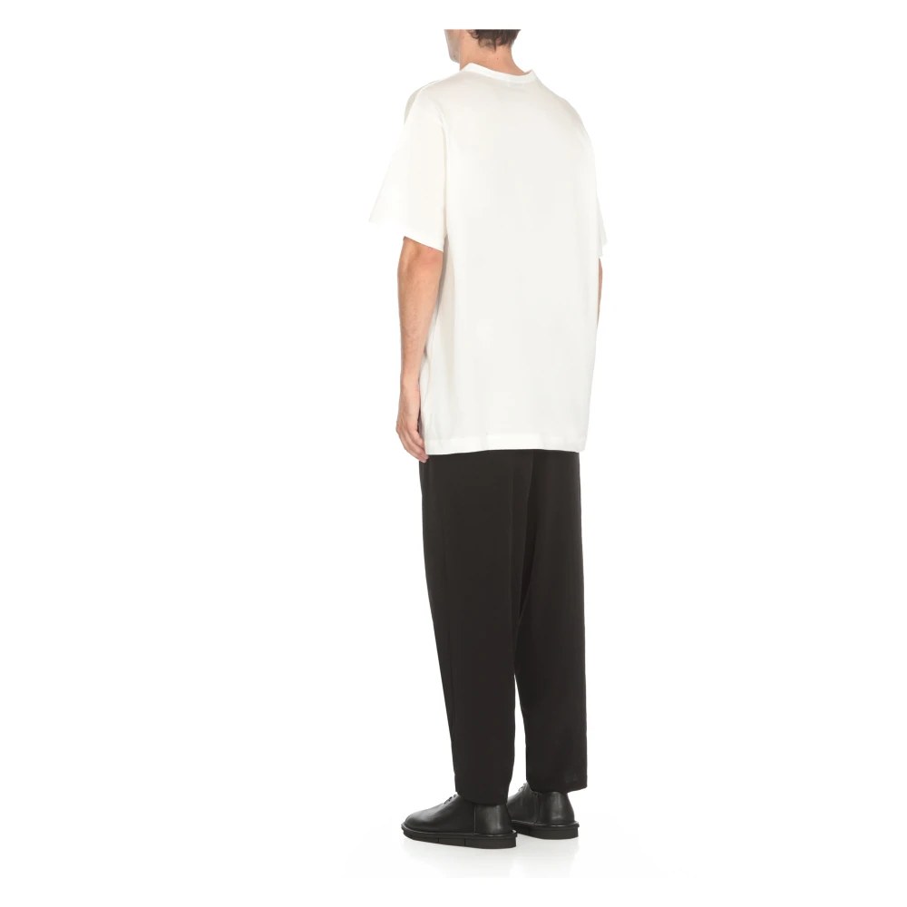 Yohji Yamamoto Witte Crew Neck Katoenen T-shirt White Heren