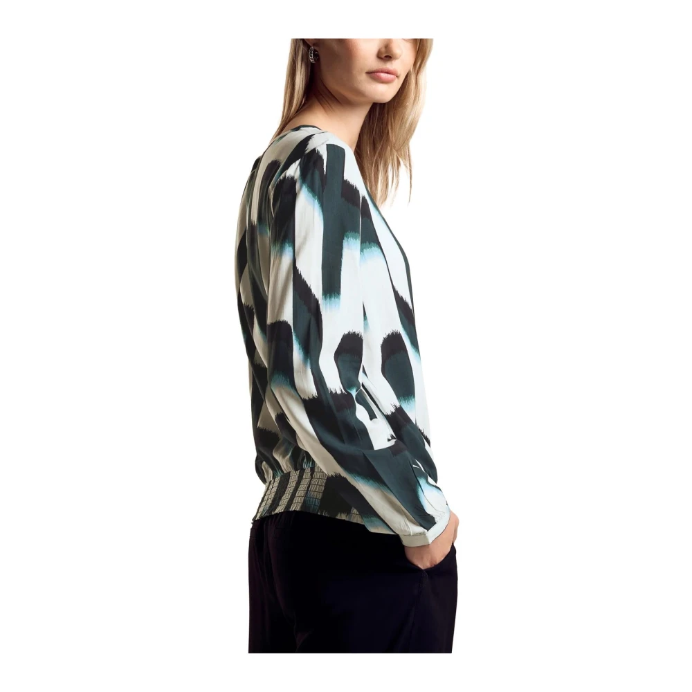 Street One Groene Abstracte Print Blouse met Lange Mouwen Multicolor Dames