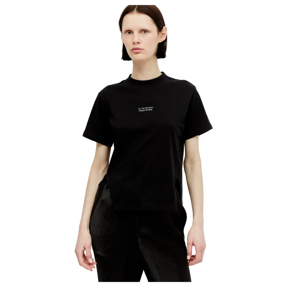 Song for the Mute Logo Print Katoenen Jersey T-Shirt Black Dames