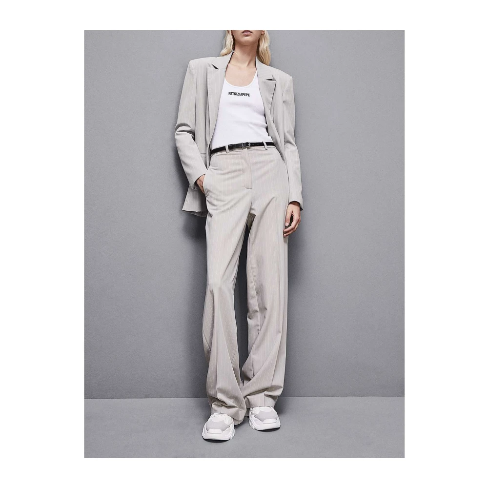 PATRIZIA PEPE Essentiële Ribtop in Costina Stijl White Dames