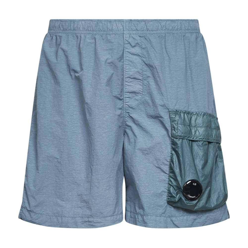 C.p. Company Men's Blue Micro-Reps Boxy Lens Shorts - Casual Shorts - S - Shorts