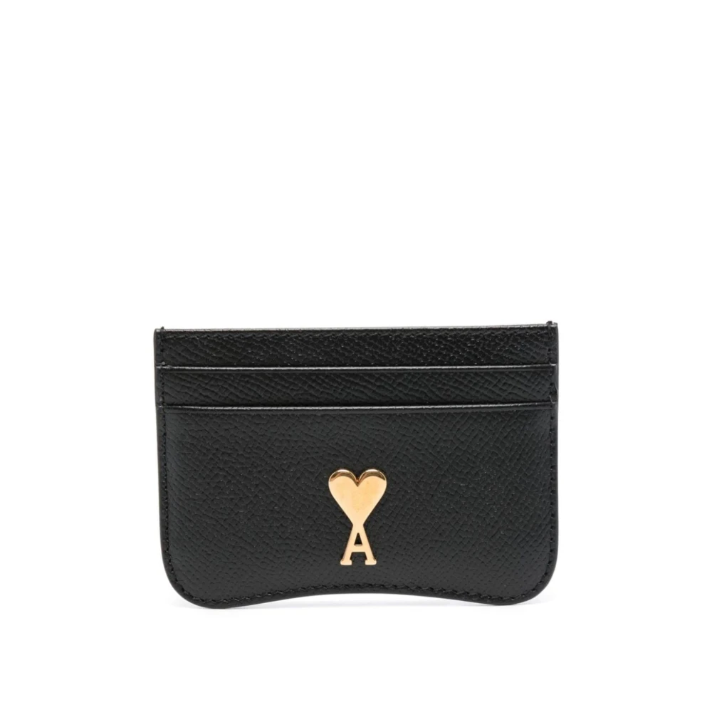 Ami Paris Casual Zwarte Leren Portemonnee Black Dames