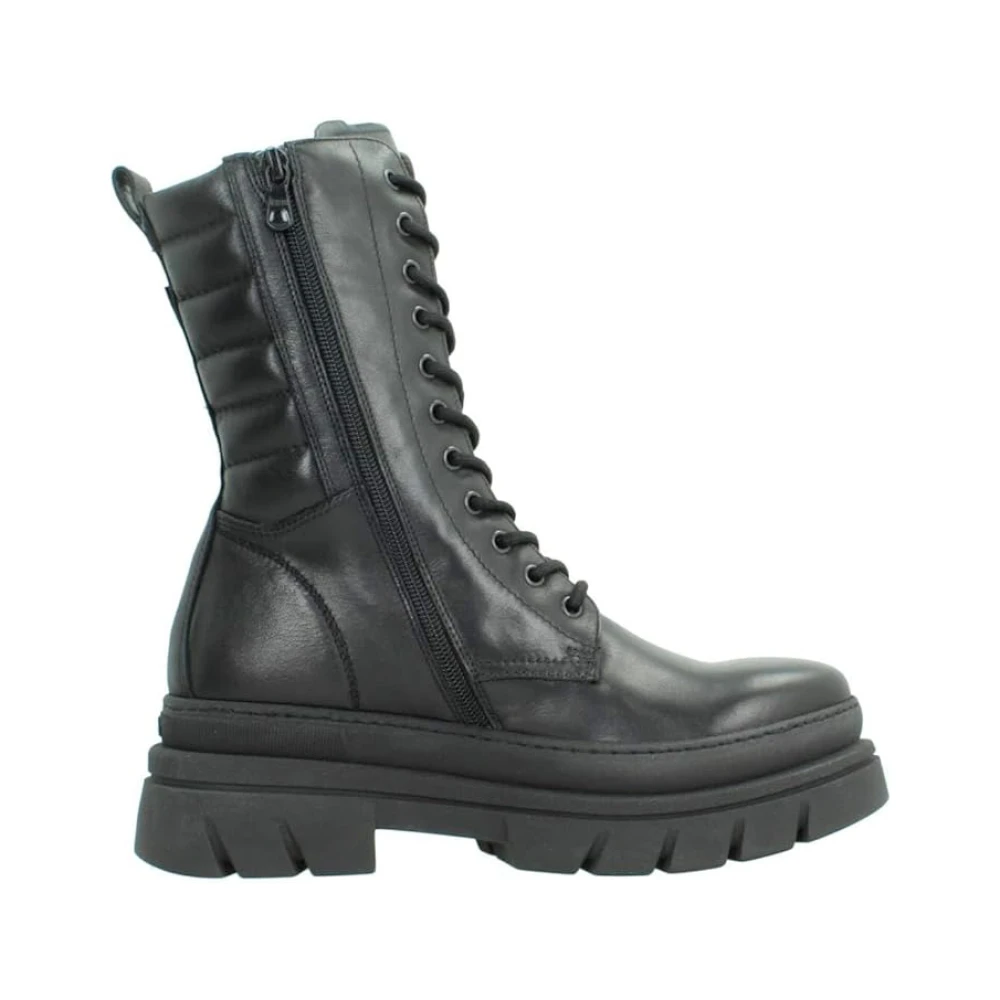 Nerogiardini Zwarte Leren Veterschoenen Black Dames