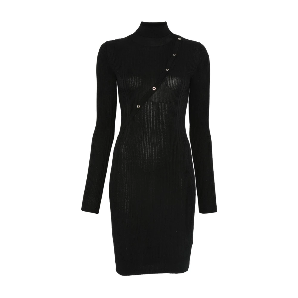 Patrizia Pepe Femme Noir Robes, Taille: 40 Fr Robe Courte À Col Montant Avec Détails De Boutons