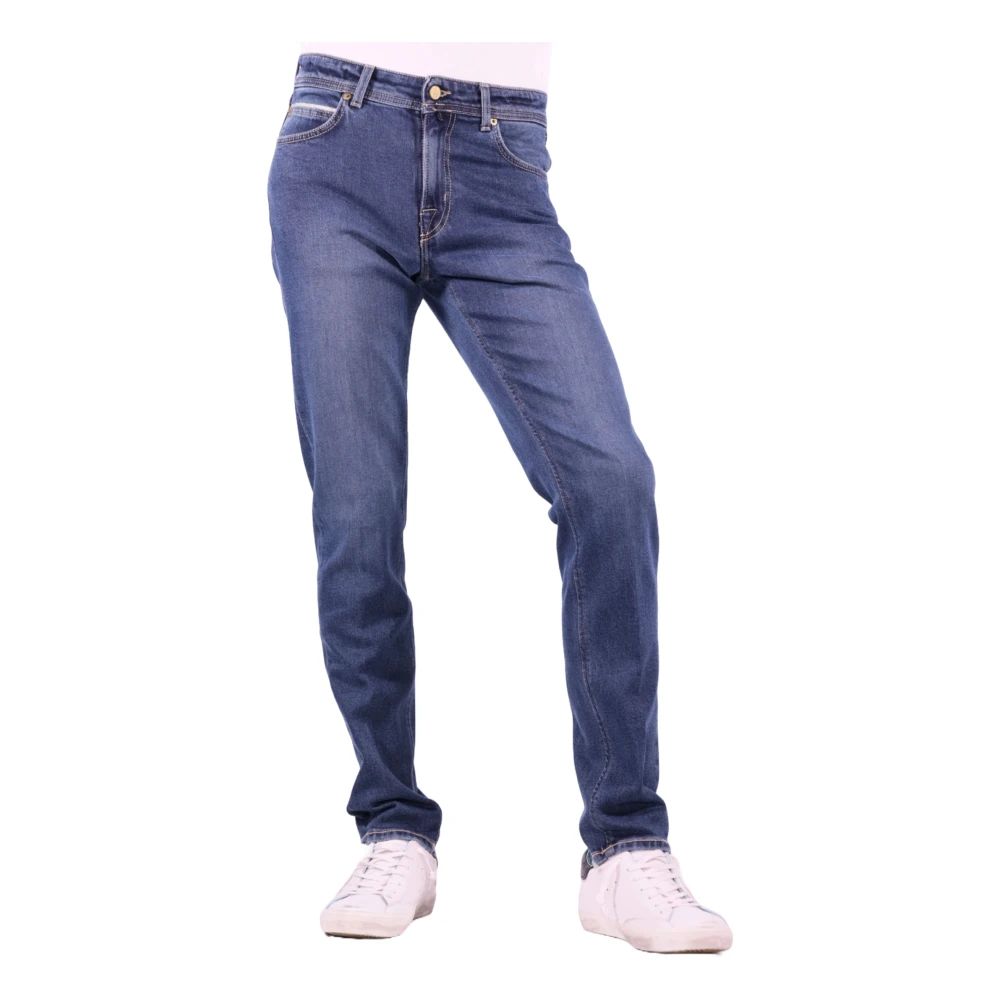 Briglia Blauwe Jeans Katoen Elastaan Stof Blue Heren