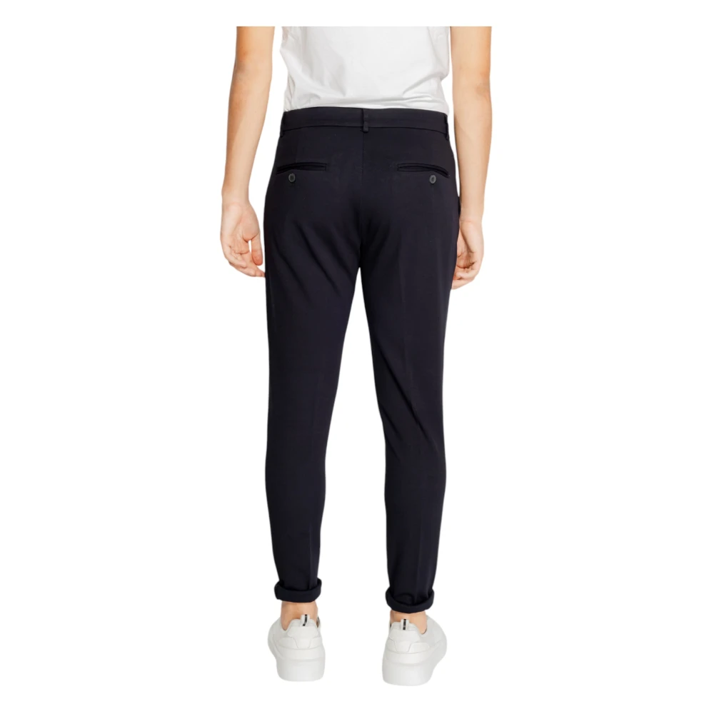 Antony Morato Blauwe effen broek met ritssluiting Blue Heren