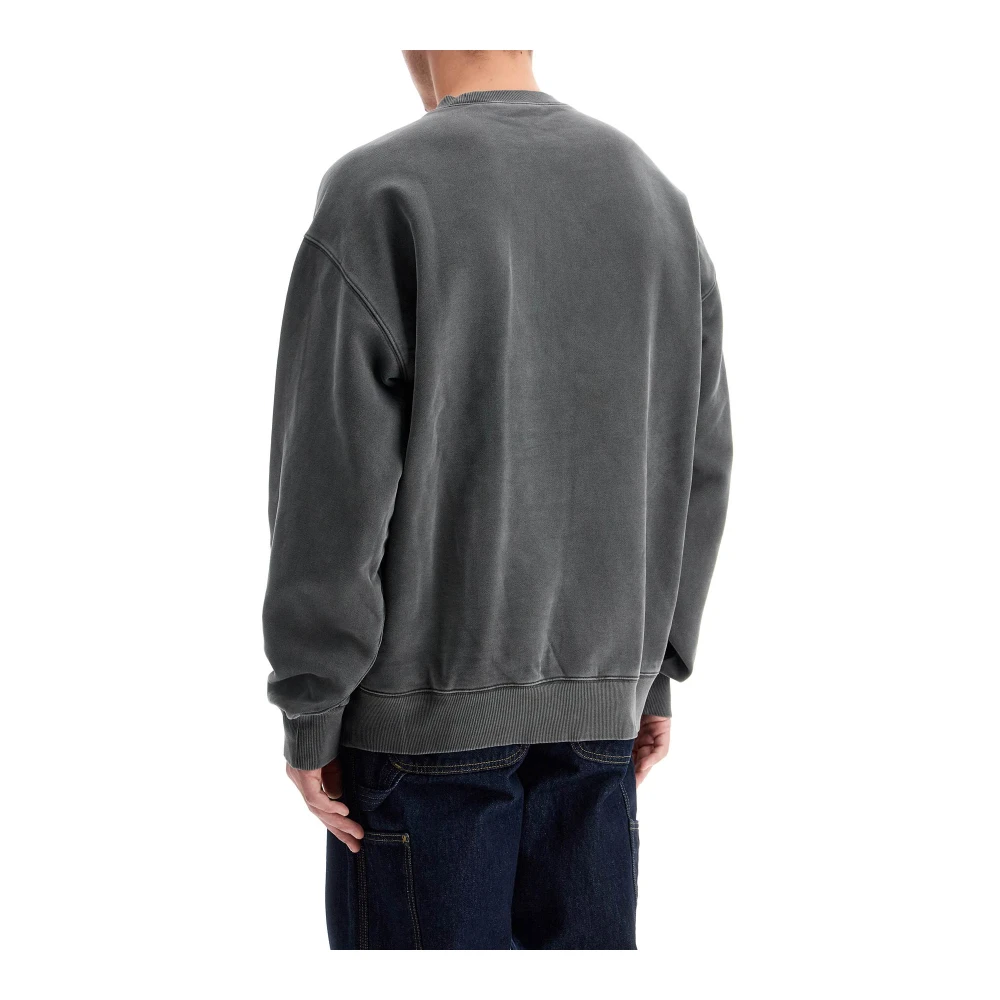 Carhartt WIP Geborsteld Katoenen Crewneck Sweatshirt Gray Heren