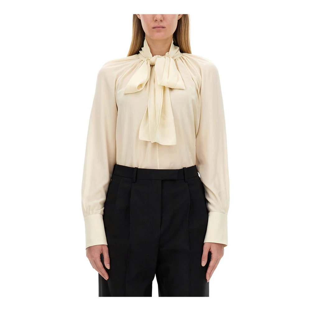Givenchy Women's Beige Dots Blouse With Knot Collar - Blouses - S - Blouses & Shirts