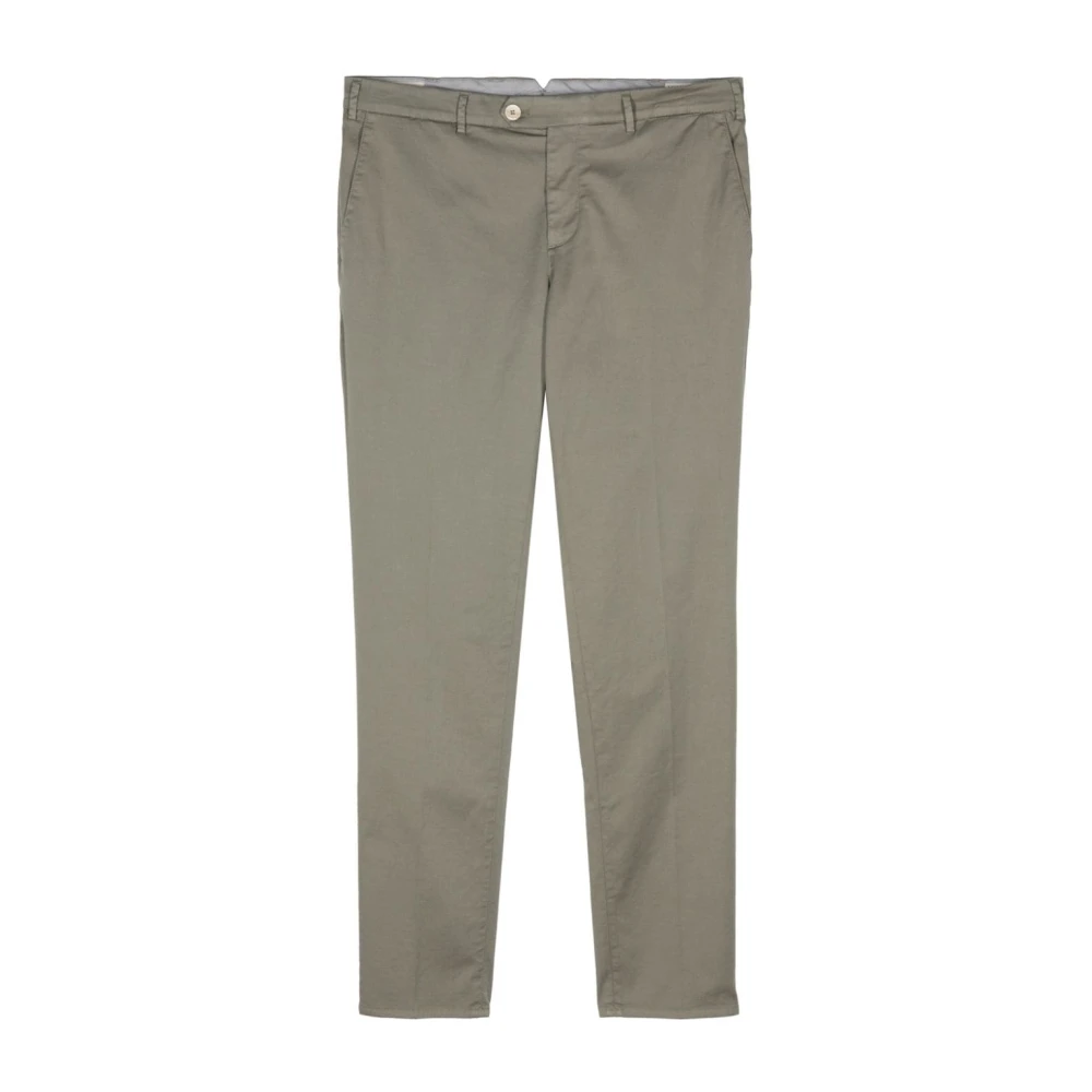 BRUNELLO CUCINELLI Groene katoenen broek met elastische taille Green Heren