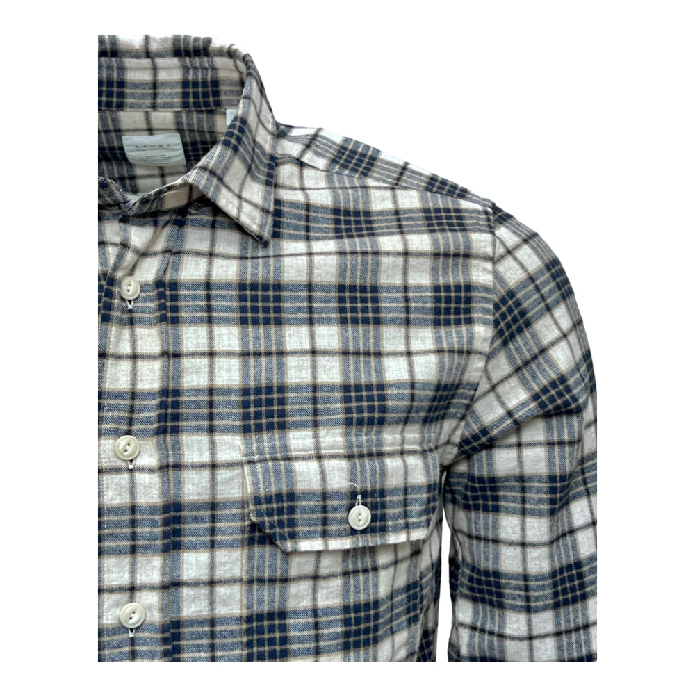 Xacus Katoenen Flanellen Geruite Shirt Blauw Blue Heren