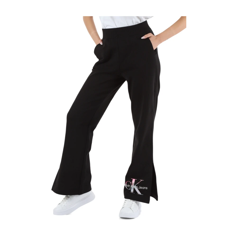 Calvin Klein Jeans Katoenen Sportieve Sweatpants met Logo Print Black Dames