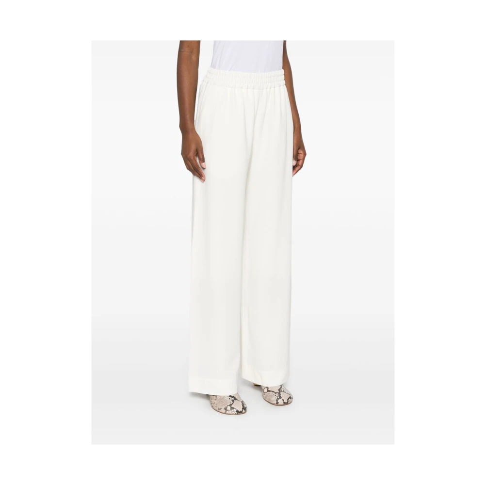 Mark Kenly Domino Tan Witte elastische tailleband casual broek White Dames
