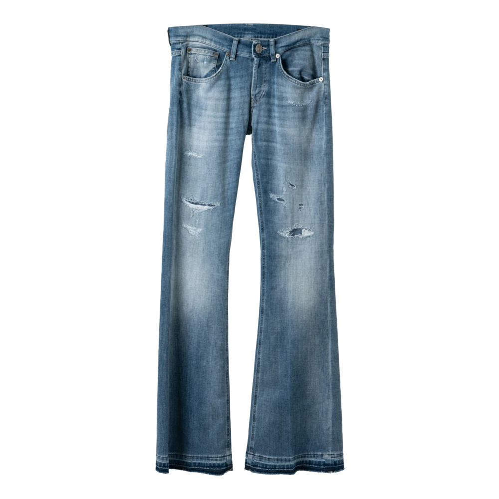 Dondup Distressed Low Waist Flair Jeans Blue Dames