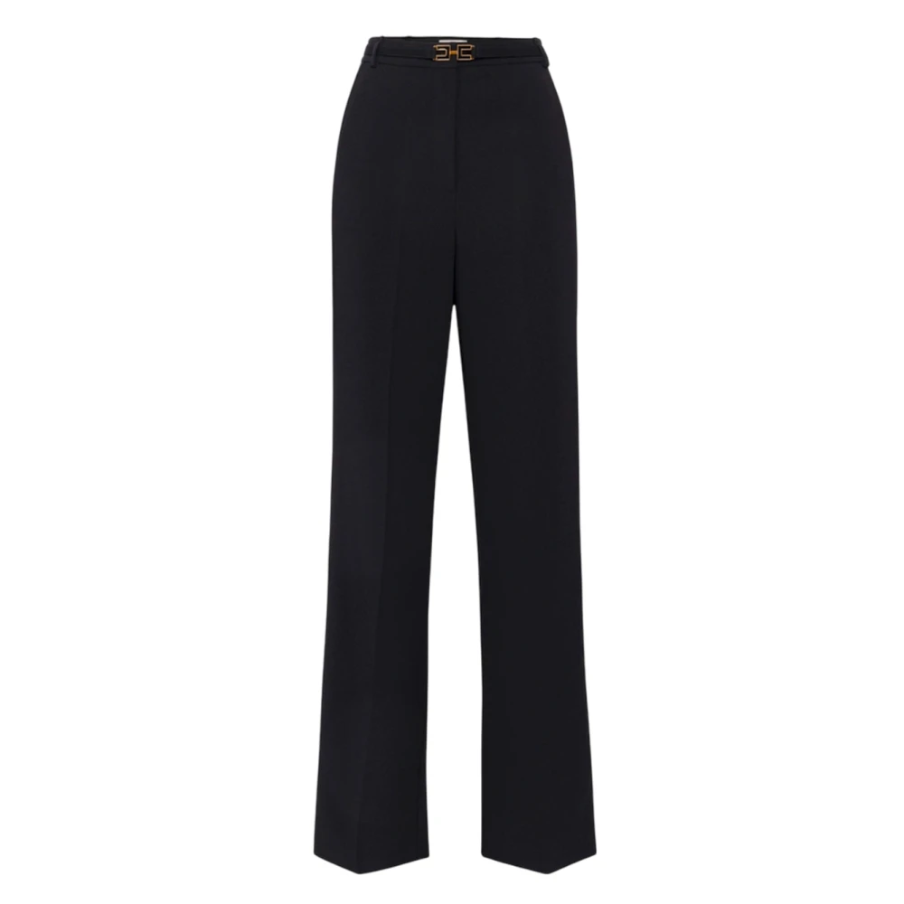 Elisabetta Franchi Wijde Pijp Cropped Broek Black Dames