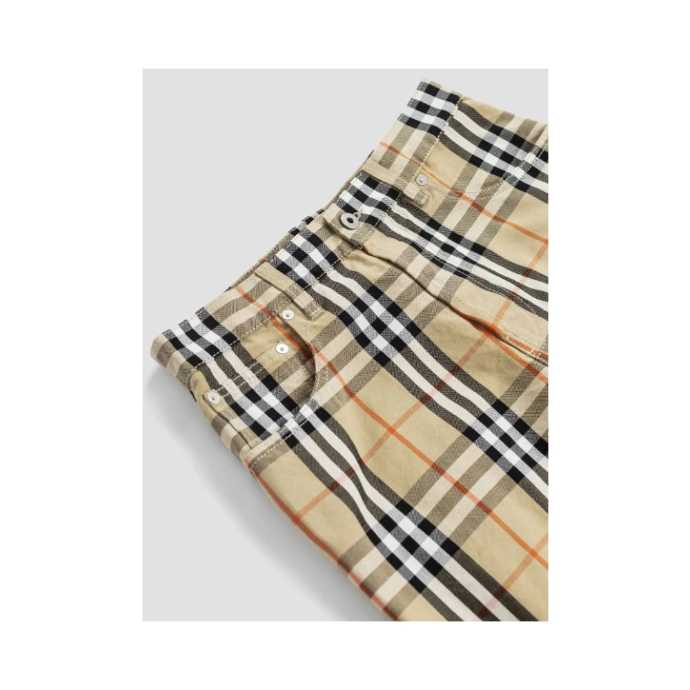 Burberry Ruitpatroon Straight-Leg Broek Beige Dames