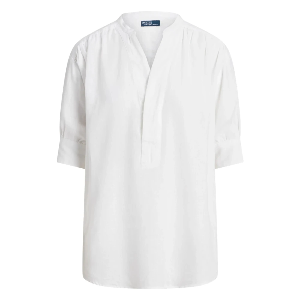 Polo Ralph Lauren Witte Linnen Overhemd Lange Mouw White Dames