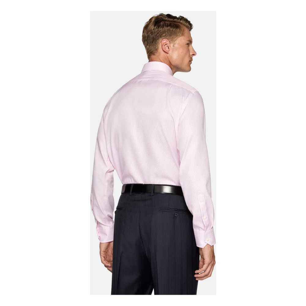 Boggi Milano Regular Fit Katoenen Dobby Overhemd Pink Heren