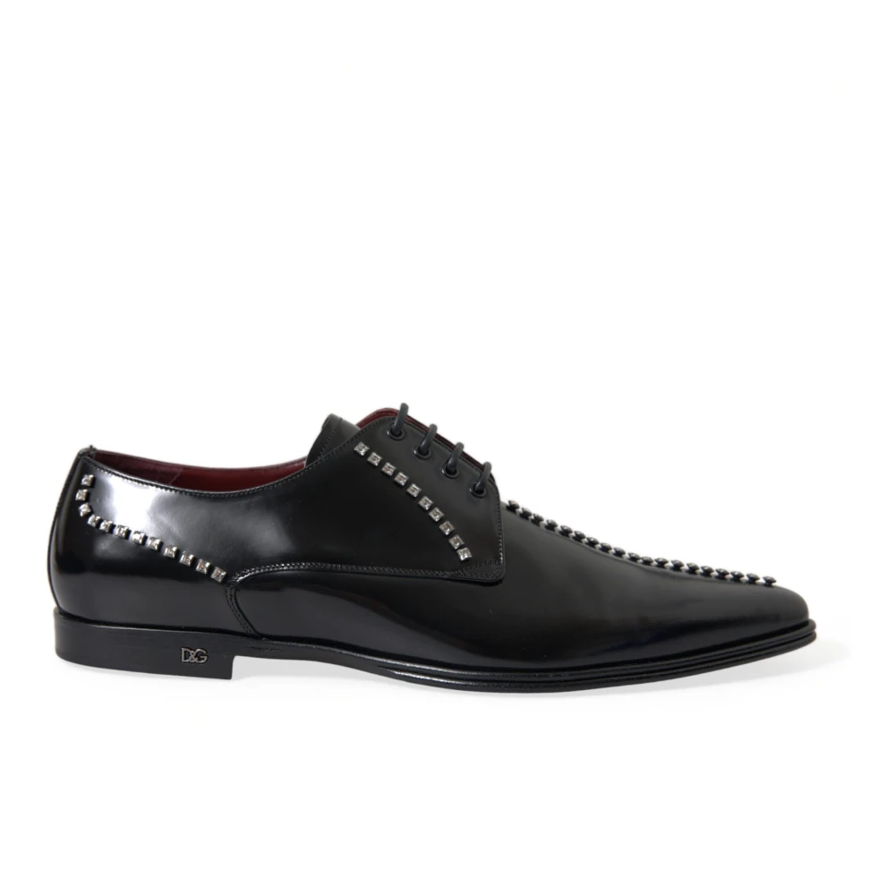 Dolce & Gabbana Chaussures Formelles En Cuir Noir Avec Cristaux Homme Chaussures Noir 40 Eu