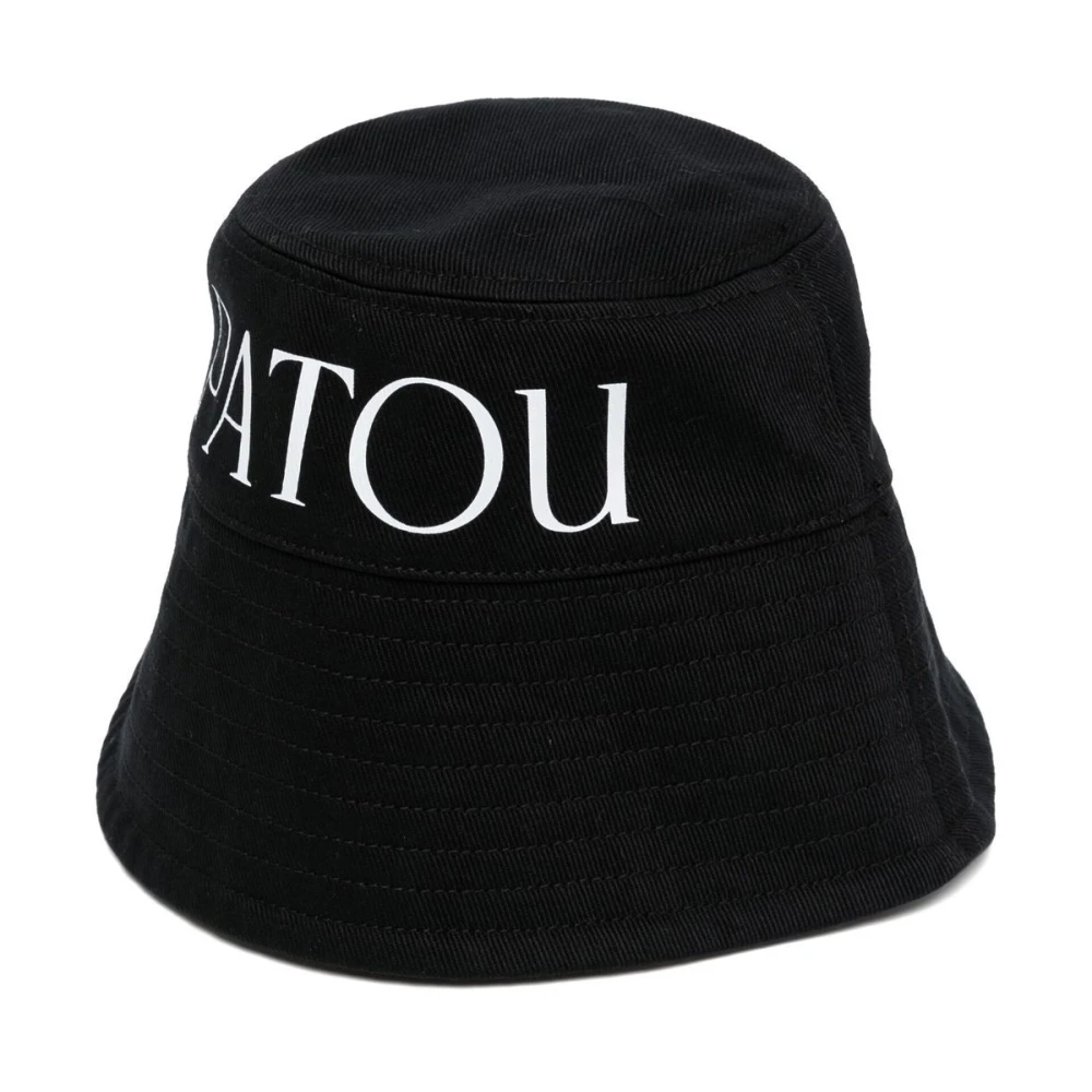Patou Zwarte Logo-Print Bucket Hat Black Dames