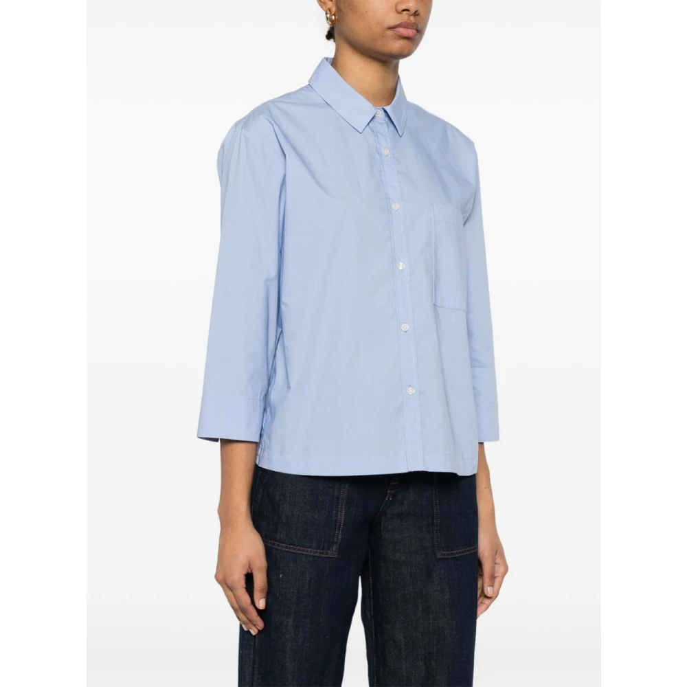 Woolrich Heldere Blauwe Button-Up Shirt Blue Dames