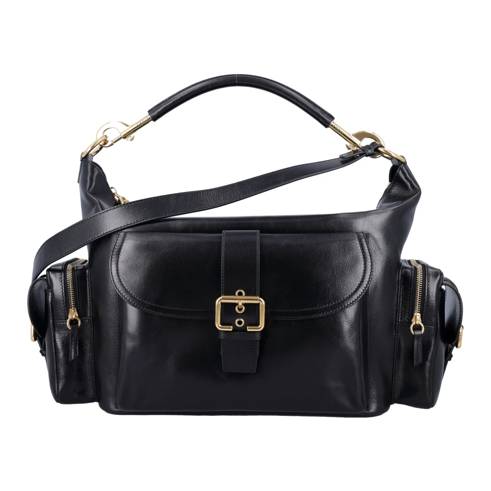 Chloé Zwarte Glanzend Leren Cameratas Black Dames