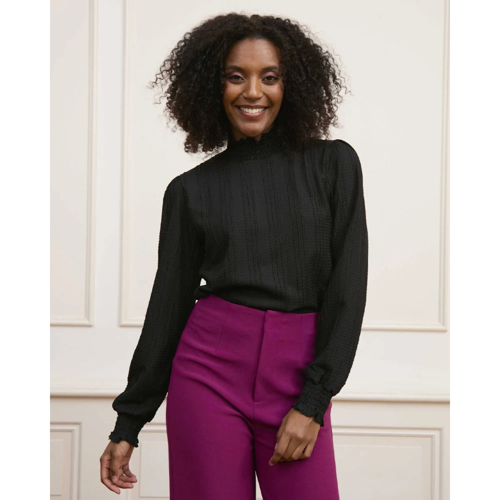 Lofty Manner Sadie Lange Mouw Top Black Dames