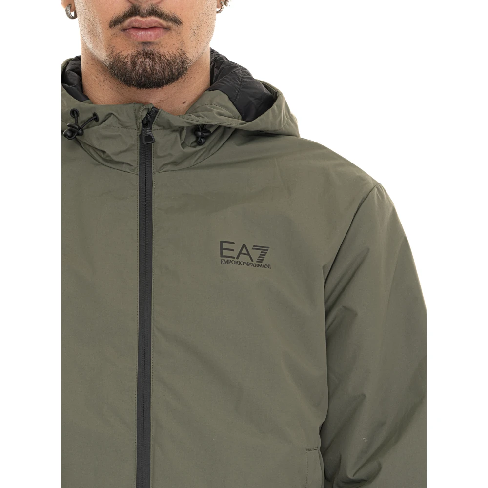 Emporio Armani EA7 Hooded Ritsjas met Contrastdetails Green Heren