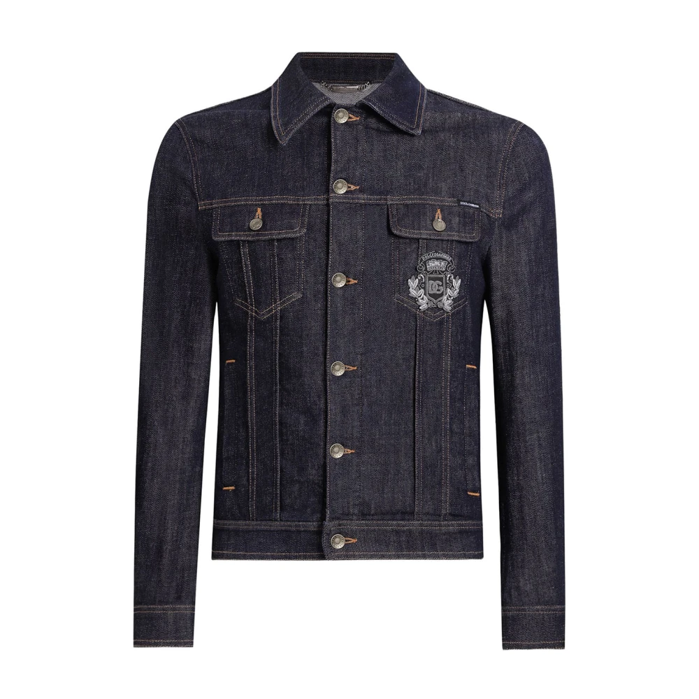 Dolce & Gabbana Italiaanse vakantie denim jack met zichtbare stiksels Blue Heren