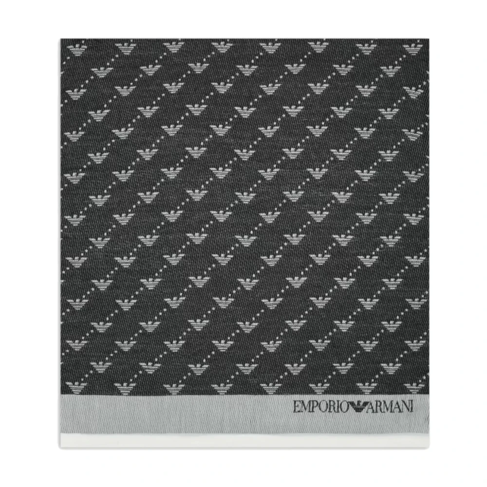 Emporio Armani Zwarte Jacquard Adelaar Stola Black Heren