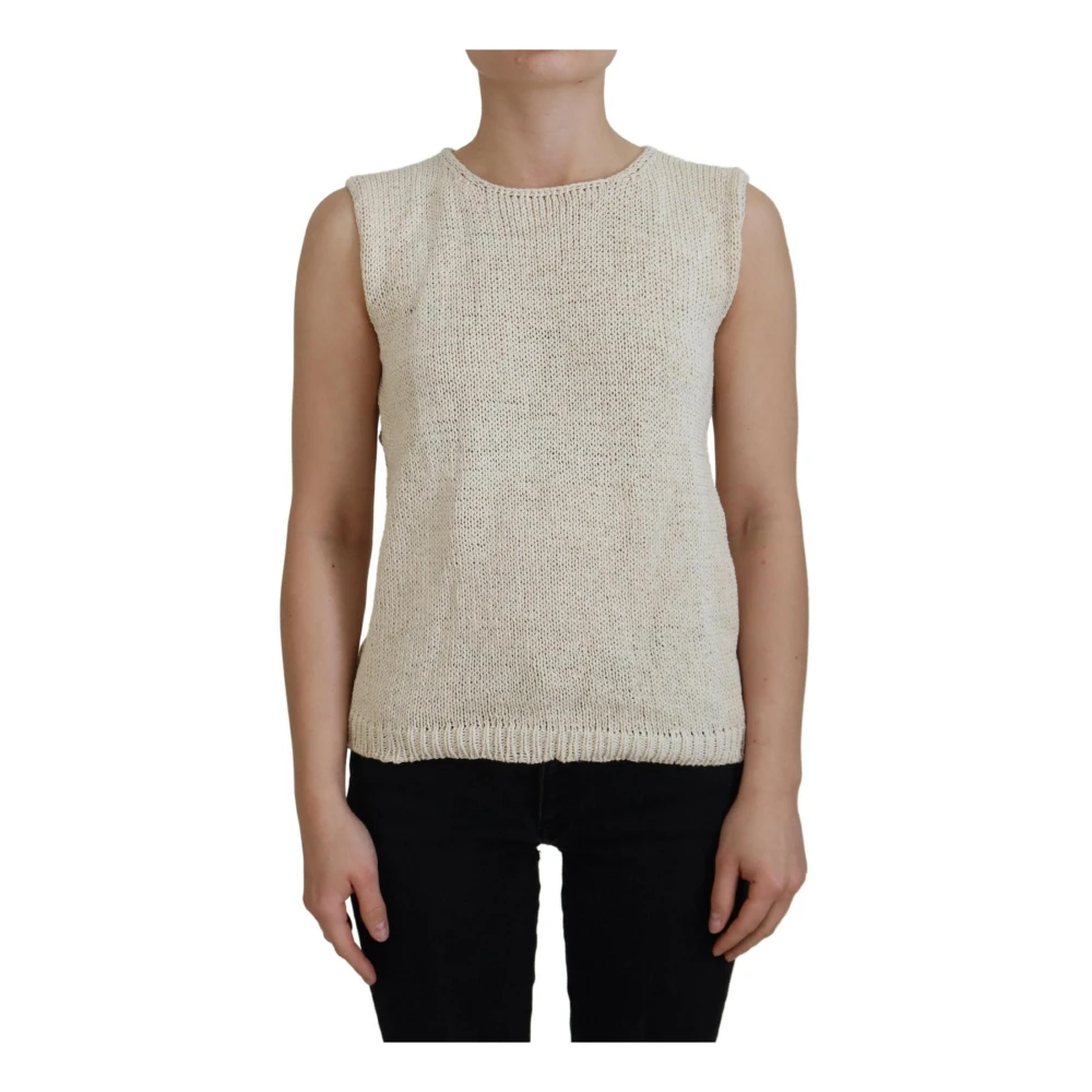 Pink Memories Beige Mouwloze Tanktop Katoenmix Beige Dames