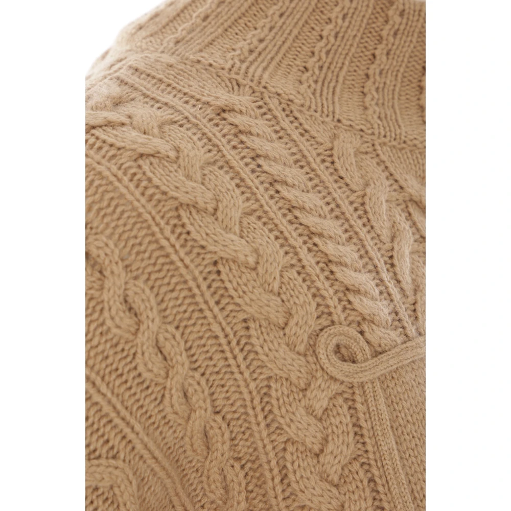 Max Mara Kameel Gebreide Trui met Monogramdetail Brown Dames