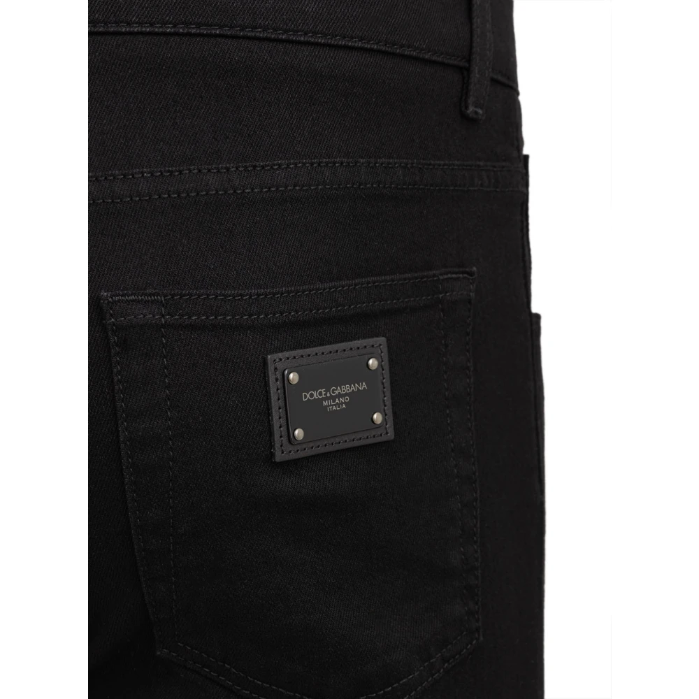 Dolce & Gabbana Skinny Jeans met geborduurd logo Black Heren