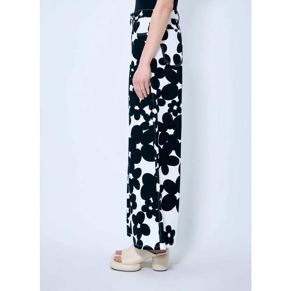Marni Dillies Print Katoenen Broek Black Dames