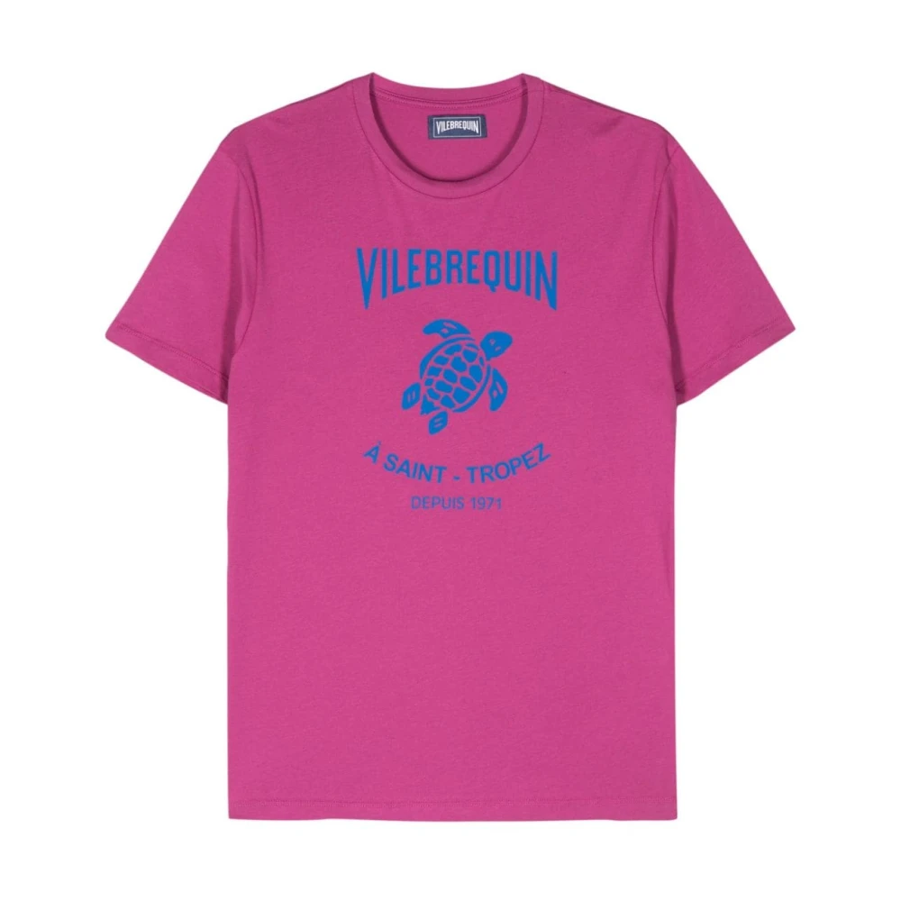 Vilebrequin Fuchsia Katoen Logo T-shirt Pink Heren