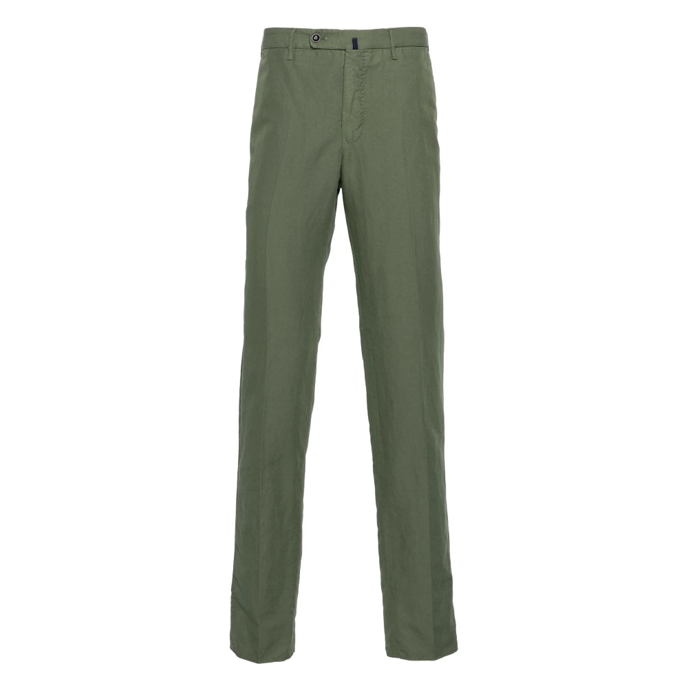 Incotex Linnen Katoenen Broek Green Heren