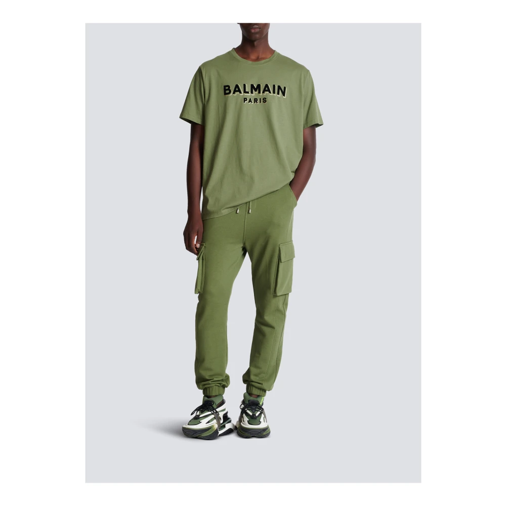 Balmain Cargo joggers met Parijs-print Green Heren