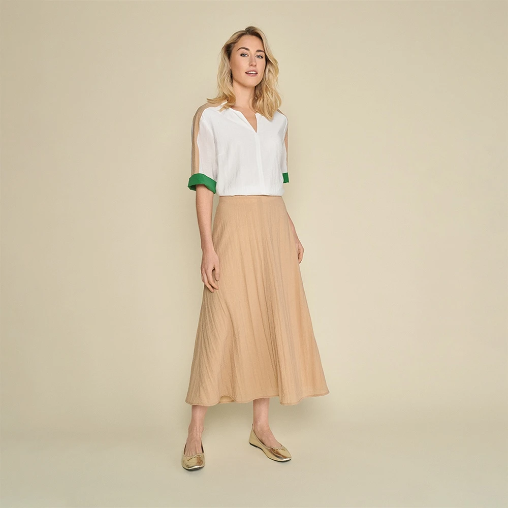 Marie Méro Kameel A-Lijn Viscose Rok Brown Dames