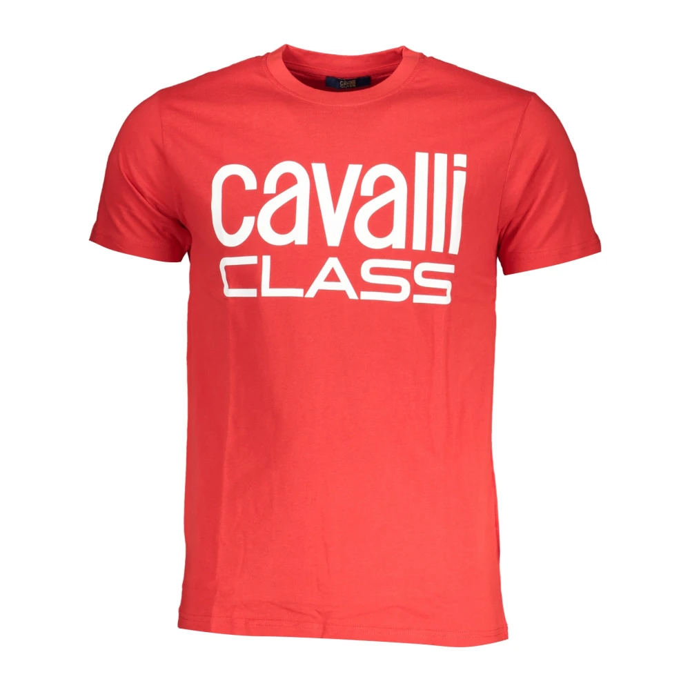 Cavalli Class Rood Katoen Print Logo T-Shirt Red Heren