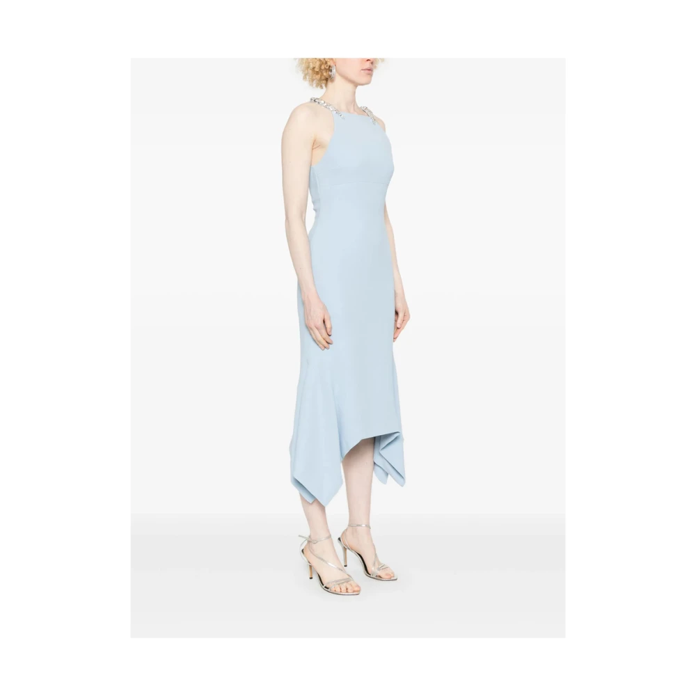 David Koma Jurk met vierkante halsmouwloos en zakdoekzoom Blue Dames