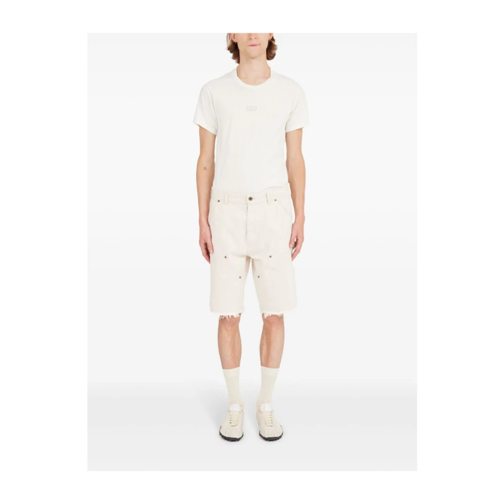 Maison Margiela Witte Denim Shorts met Ruwe Zoom White Heren