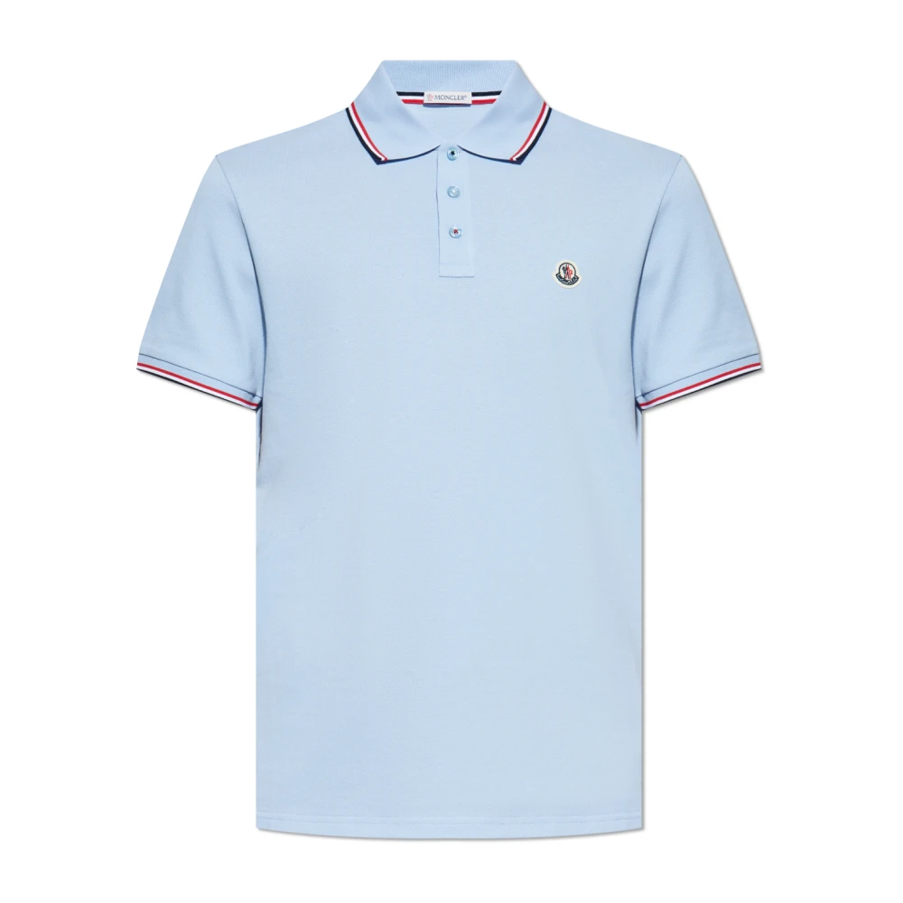 Moncler Katoenen polo met logopatch Blue Heren
