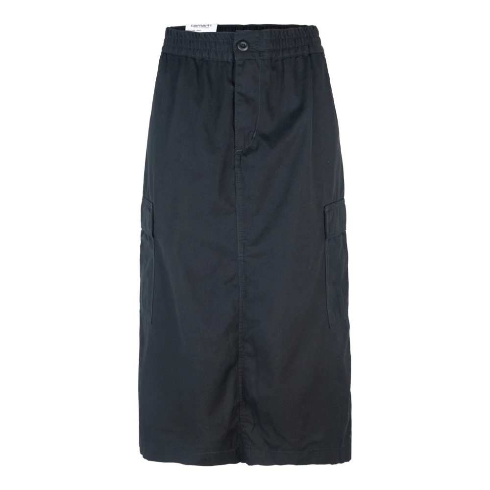 Carhartt Wip Women's Black A-Line Midi Skirt With Pockets
