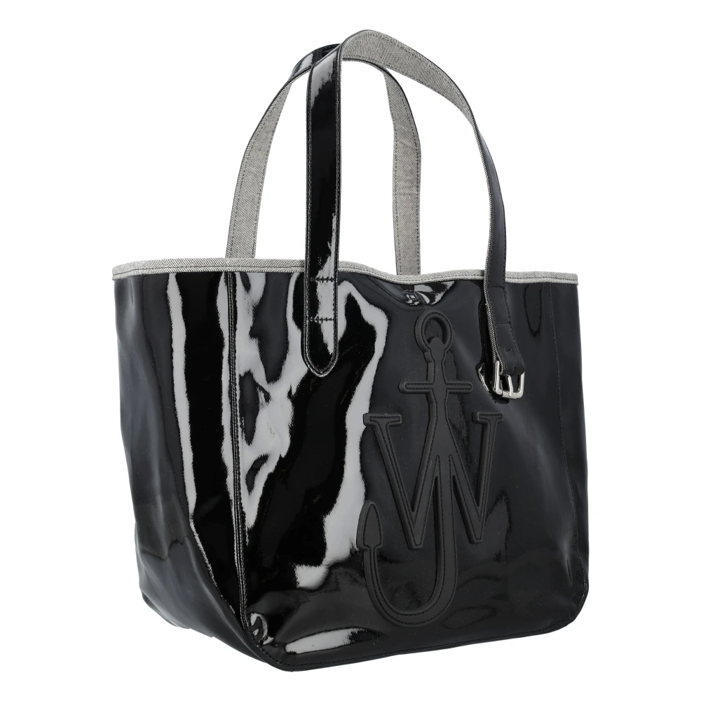 JW Anderson Zwarte Gecoate Denim Tote Tas Black Dames