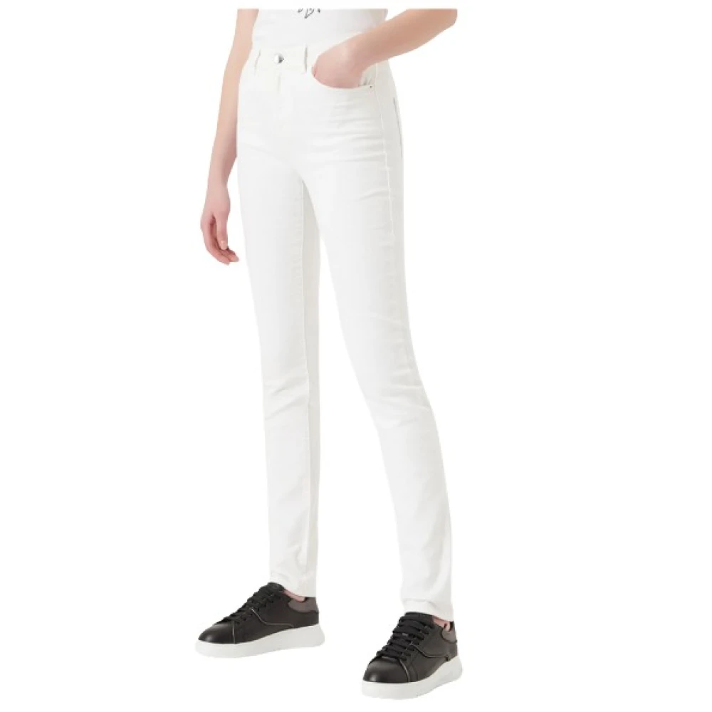 Emporio Armani Slim J18 Katoenen Jeans met Hoge Taille White Dames