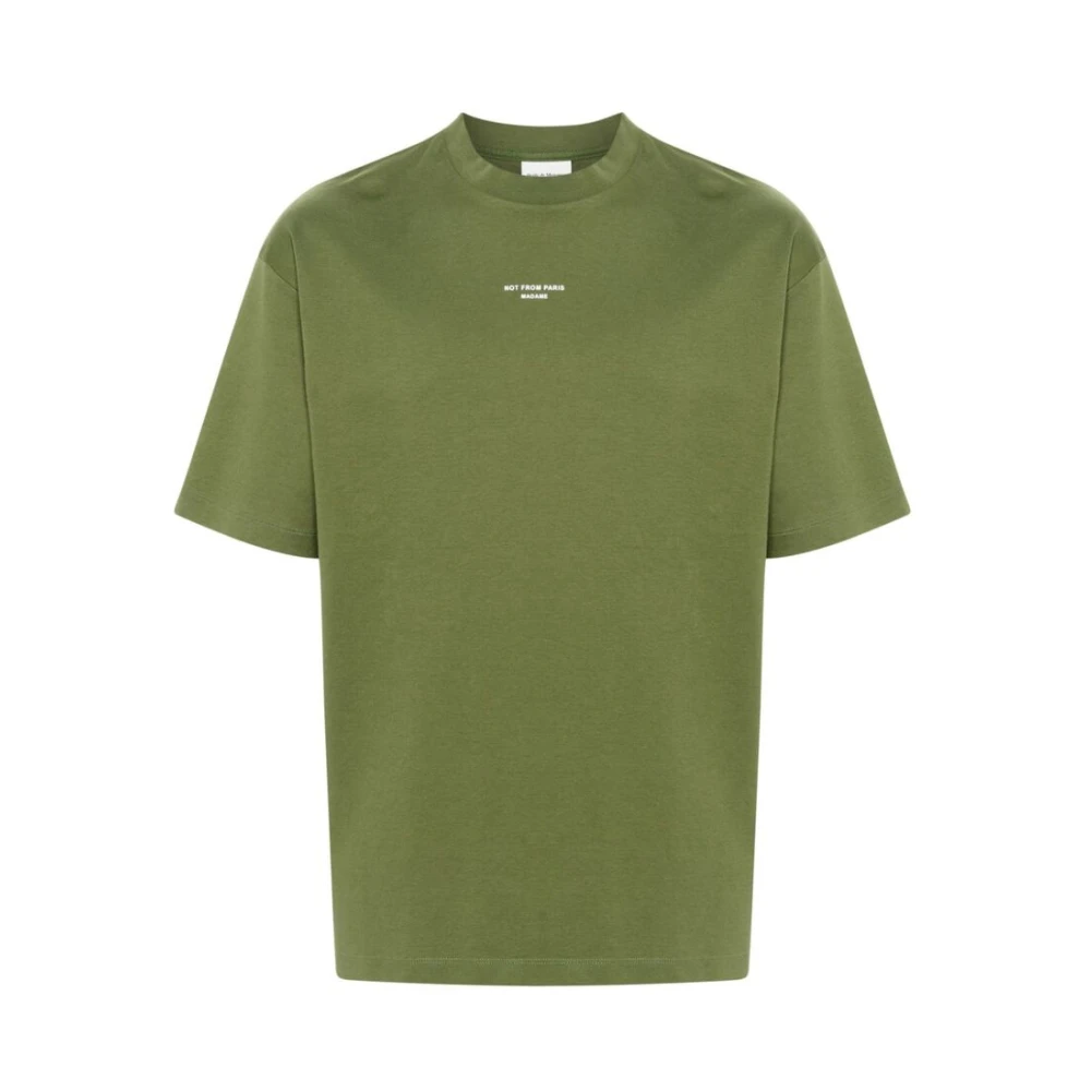 Drole de Monsieur Grappig T-shirt met Slogan Print Green Heren