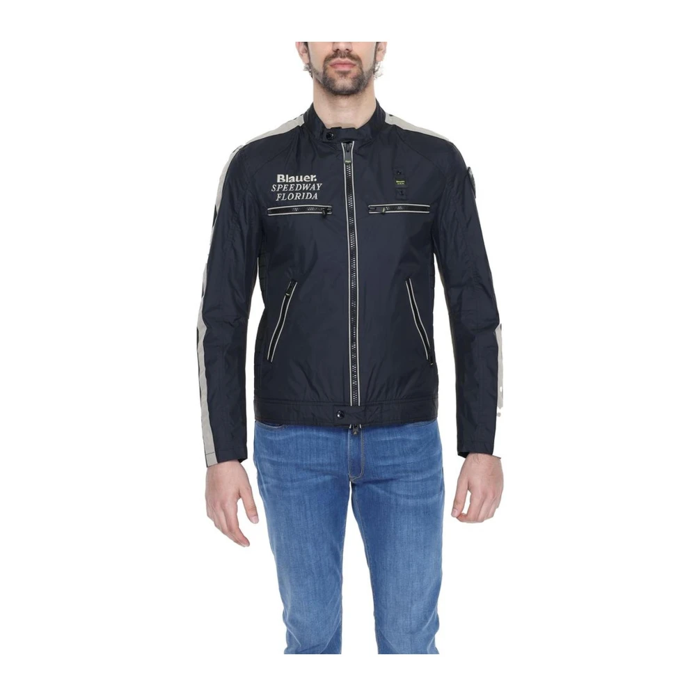 Blauer Zwarte Casual Jas Lente Zomer Collectie Black Heren
