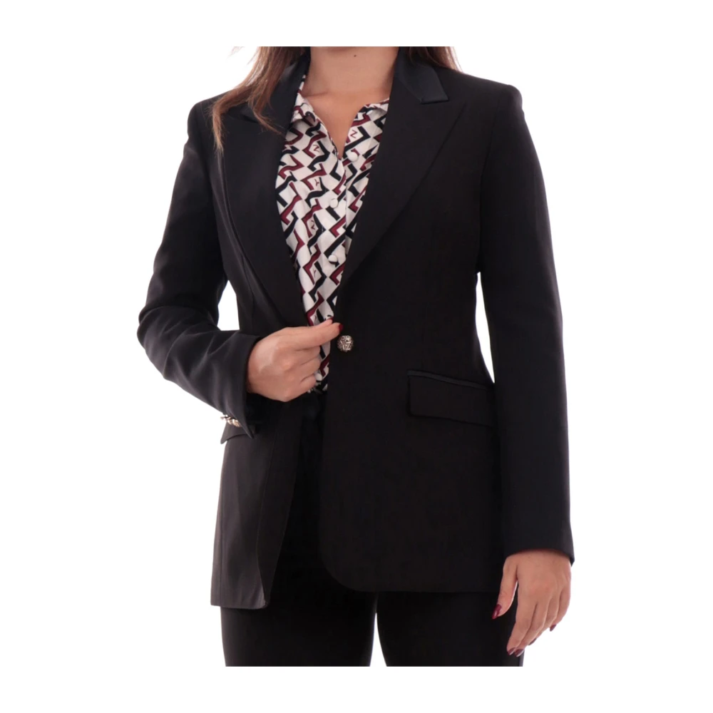 YES ZEE Zwarte Dames Shawl Kraag Jas Black Dames
